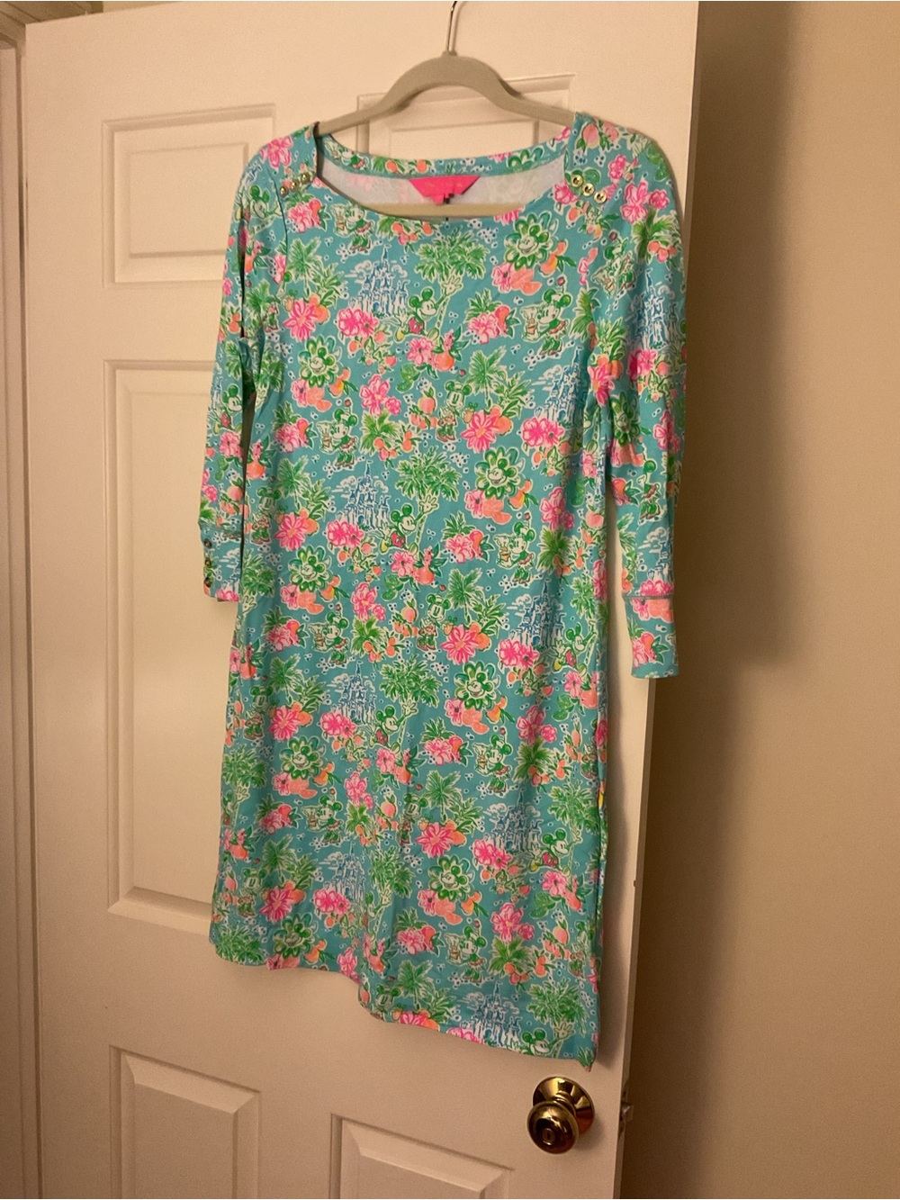 Lilly Pulitzer Disney Aqua 3/4 Sleeve Shift Dress - Picture 1 of 3